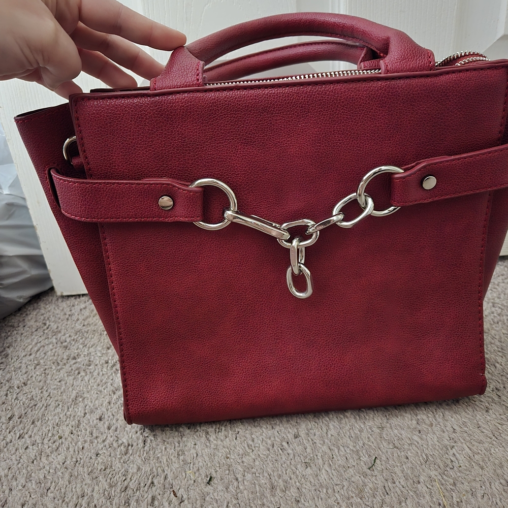 Target Red Satchel with Silver Chain
